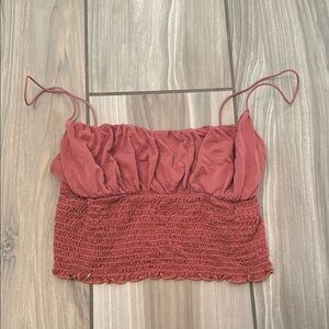 Women's Ruched Crop Top - Dusty Rose